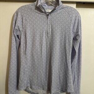 Womens Lady Hagen Light Blue Geometric Print 1/4 Zip Long Sleeve PulloverSizeXS